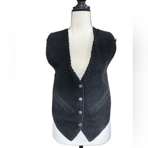 Vintage 80s Leather Pointed Hem Vest